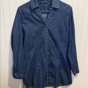 Woolrich Blue Denim Shirt large ladies super cute L